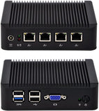 Qotom Q190G4 S01 Mini PC w/ 8GB RAM + 16GB SSD - J1900 Quad-Core CPU, 4 Intel Gigabit Ethernet NICs, 10W Max Power, Industrial Mini PC Firewall Router (Qotom-Q190G4-S01)