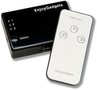 EnjoyGadgets 3-Port HDMI Switch Switcher with Power Adapter, Black (EGHS3S)