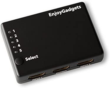 EnjoyGadgets 5-Port HDMI Switch (Switcher Selector), Black (EGHS5S)