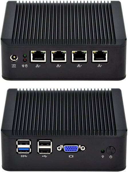 Qotom Q190G4 S02 Barebone PC - J1900 Quad-Core CPU, 4 Intel Gigabit Ethernet NICs, 10W Max Power, Industrial Mini PC Firewall Router (Qotom-Q190G4-S02)