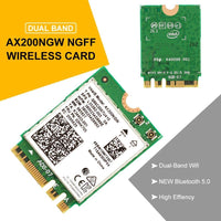 Intel AX200NGW 2.4Gbps 2400Mbps 802.11ax Dual Band NGFF M.2 Wireless Network Card, Intel AX200 WiFi Card Bluetooth 5.0