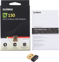 [Used Item] Edimax Wi-Fi 4 802.11n Adapter for PC - New Version - Wireless N150 Nano USB Adapter Dongle, 150Mbps, Smallest Wi-Fi 4 Dongle, Windows, Mac OS, Linux, Black, EW-7811Un V2