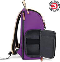 GOgroove DSLR Camera Backpack (Mid-Volume Purple) with Tablet Compartment, Customizable Dividers for Storage, Tripod Holder and Weatherproof Rain Cover - Compatible w/Canon, Nikon, Olympus and More