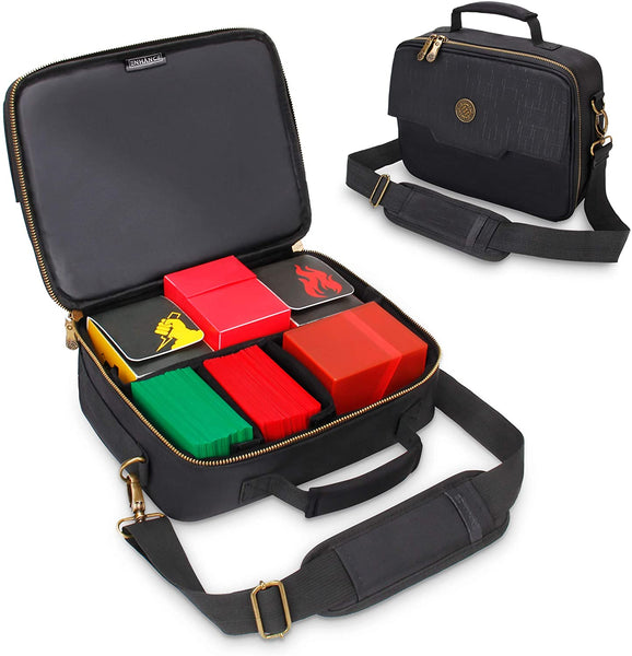 ENHANCE Trading Card Carrying Case - Deck Holder & MTG Card Storage Compatible with Magic The Gathering, Pokemon, Cards Against Humanity & More - Pencil Loops, Pocket for Dice, Tokens & Counters