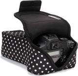 USA GEAR DSLR Camera Case SLR Zoom Camera Sleeve (Polka Dot) with Neoprene Protection, Holster Belt Loop and Accessory Storage - Compatible with Canon, Nikon, Sony, Olympus, Pentax and More