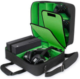 USA GEAR Xbox Series X Carrying Case Compatible with Xbox Series X Console & Xbox Series S - Customizable Interior for Xbox Controllers, Xbox Games, Gaming Headset, and More Gaming Accessories (Green)