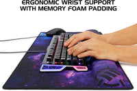 ENHANCE Large Gaming Mouse Pad with Wrist Support - Memory Foam Wrist Rest - XXL Extended Mousepad (31.5 x 13.78 in) with Anti-Fray Stitched Edges, Smooth Fabric Mat, Ergonomic Mousepad
