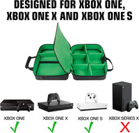 Xbox One/Xbox 1 Travel Case Console Bag with Kinect Storage, Adjustable Carrying Shoulder Strap, Games Pockets, and Accessory Pockets for Play & Charge Kit, Wireless Controller, Headset & More
