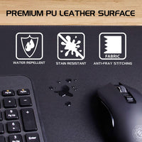 ENHANCE PU Leather Mouse Pad - Faux Leather Desk Mat Protector Extra Large - Water and Stain Resistant, Non-Slip Grip and Stitched Edges - Great Office Desk Decor and Home Office Accessories (Black)