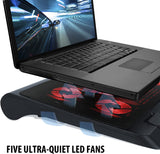 ENHANCE GX-C1 Laptop Cooling Stand (15.75" x 12.75") with 5 LED Fans & Dual USB Ports for Data Pass Through - Works with Apple, Alienware, Dell, HP, Toshiba & More Laptops