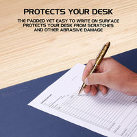 ENHANCE PU Leather Mouse Pad - Faux Leather Desk Mat Protector Extra Large - Water and Stain Resistant, Non-Slip Grip and Stitched Edges - Great Office Desk Decor and Home Office Accessories (Blue)