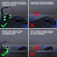 ENHANCE LED Gaming Mouse Bungee Cord Holder with 4-Port USB Hub - Cable Management & Increased Accuracy for Pro Esports & Competitive Games